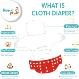 mom's pride Washable & Reusable Solid Pocket Cloth Diapers Without Insert Pack of 2 image 4