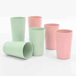 (Pack of 6) Earth-Friendly Drinking Glass Set of 6|250 ml each| Tumblers Made with Rice Husk Glass Set Water/Juice Glass-image-18