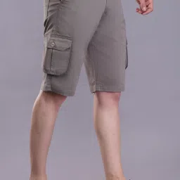 Solid Men Grey Cargo Shorts-picture-26