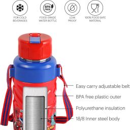 Puro Steel-X Debby Water Bottle OUTER PLASTIC INNER STEEL BOTTLE SPIDERMAN 400 ml-image-66