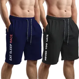 Pack of 2 Printed Men Dark Blue, Black Regular Shorts-image-33