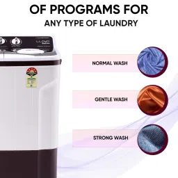 lloyd by havells 7.5 kg 1300 RPM, Soak Function, 3 Wash Programs, Swift Dry, Magic Filter Semi Automatic Top Load Maroon, White image 4