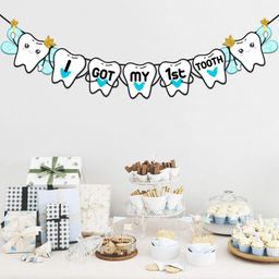 zyozi I Got My First Tooth Banner,I Got My 1st Tooth Bunting Banner (1 Set) Banner-picture-8