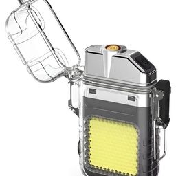 SPIKARUST Waterproof Portable Mini LED Flashlight Lighter | USB Rechargeable Keychain Light | Outdoor Camping Emergency | Double Arc Plasma Cigarette Lighter | | Windproof & Flameless image 1