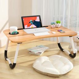 MULTIPURPOSE FOLDABLE WITH CUP HOLDER , STUDY & LAPTOP TABLE Wood Portable Laptop Table-image-79