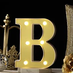 Marquee Alphabet Shaped Led Light for Home Decoration and Wall Lamp, Golden, 1 Piece (B) Table Lamp-image-16