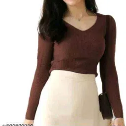Casual Regular Sleeves Solid Women Brown Top-picture-0