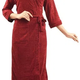 elevanto Maroon Free Size Bath Robe-picture-24