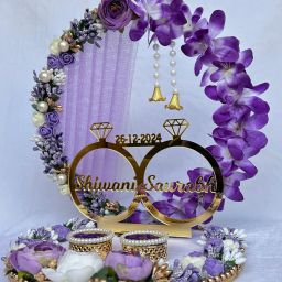 Engagement Ring platter with Customize name beautiful Floral work Wood Decorative Platter-20