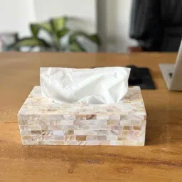 home arte Mother of Pearl Tissue Box Holder for Dining Table Napkin Holder Tissue Paper Case Dispenser Facial Tissue Holder for Home Office- Turquoise-picture-34