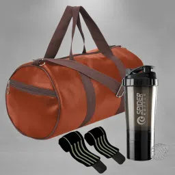 20 L Gym Duffel Bag - Gym Duffel Bag & Gym Shaker Bottle With Wrist Band for Gym Workout Men & Women. - Black, Orange-image-58