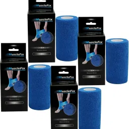 Cohesive Crepe Bandage, Elastic Self Adhesive Tape (10 cm X 4.5 m Pack of 4)Blue Crepe Bandage-image-48