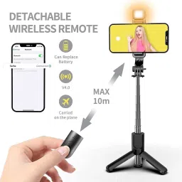 NKL Perfect Strong Selfie Stick Design with Light, Multi Purpose Use Bluetooth Remote_91 Bluetooth Selfie Stick-image-22