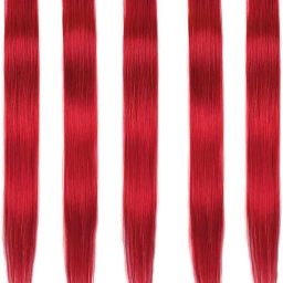 5 Clip Synthetic Extensions For Girls Easy to Use 26 inch Red Colour Hair Extension-7