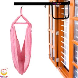 Polka Dots Baby Cradle Cloth with Seperator And Metal Window Cradle Hanger-image-16
