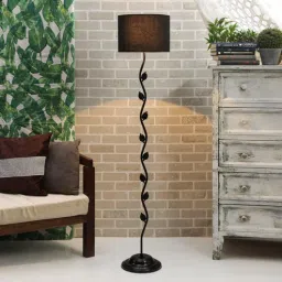 Black Fabric Shade Floor Lamp with Black Base by Tu Casa-picture-10