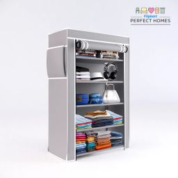 5 Shelf Plastic Pipe & Cover PP Collapsible Wardrobe-image-13