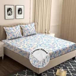 144 TC Cotton Double Self Design Fitted (Elastic) Bedsheet-picture-8