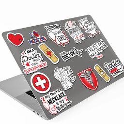 RINKON Doctor Stickers Dr Laptop Medical Doodle Doctors Nurse Vinyl Laptop Decal 15.6-image-4