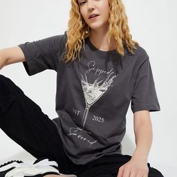 max Women Printed Round Neck Pure Cotton Grey T-Shirt-picture-25