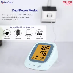 Dr.Odin JN-163B Blood Pressure Checking Machine With Talking function, Large LCD Display USB Type-C Power Source, 2 Users, 2x99 Memory Storage, Compact & Efficient Bp Monitor image 4