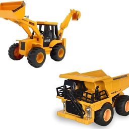 Pull Back Dumper & JCB Construction Combo Set Engineering Toy Vehicle for Kids-8