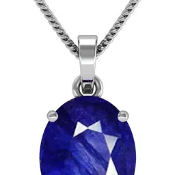 Certified Natural 7.25 Ratti or 6.40 Carat Natural Blue Sapphire (Neelam) Gemstone Silver Pendant For Astrological purpose Sapphire Sterling Silver Locket-image-29
