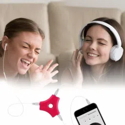 Iris Grape Red ® 6 Way Triangular Shape 3.5mm Jack Multi Headphone Earphone Audio Splitter Phone Converter image 2