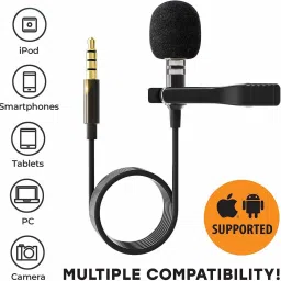 shivay enterprise ESSELKAY_ Dynamic Lapel Collar Mic Voice Recording Filter Microphone, Digital Noise Cancellation Clip Collar Mic Condenser for Singing, YouTube, Smartphones (1.5 Meter Long Wire) Collar Mic image 4
