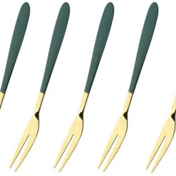 5PCS Fruit Forks Lightweight Portable Fruit Cutlery Tea Dessert Forks (Green) Stainless Steel Fruit Fork Set-18