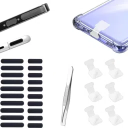 MAK Type C Port Adhesive Dust Protection Caps (6Pc),Dustproof Net Stickers (10S+10L) Power Port White Anti-dust Plug-6