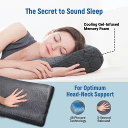 la verne Cervical Contour Memory Stomache / Side Sleepers / Anti-Snoring Memory Foam Geometric Sleeping Pillow Pack of 1 image 3