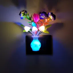 auto ON/Off Sensor Mushroom Shape LED with Multicolor Illuminated and Flowers Night Lamp-12