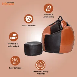 seventh heaven 4XL BeanBag_Puffy&Cushion_4XL_R87_Brown&Tan Bean Bag FootstoolWith Bean Filling image 3