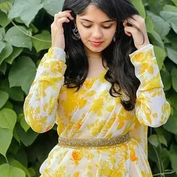 mahadev Floral Print Georgette Stitched Anarkali Gown-picture-4