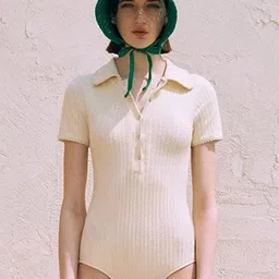 LULU & SKY Collared Half Placket Neck Bodysuit Swimwear-image-17