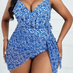 Plus Curvves Women Floral Printed Plus Size Bodysuit-77