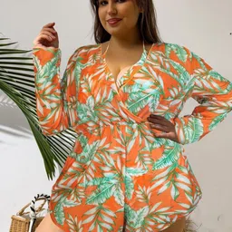 LULU & SKY Women Tropical Printed 3-Pcs Bikini Set Plus Size-image-84