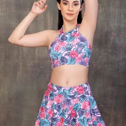 Addery Floral Printed Halter Neck Swim Set-image-31