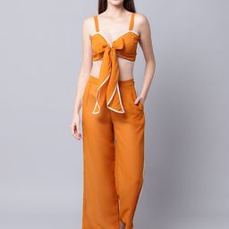 EROTISSCH Women Mustard & White Beachwear Set-image-66