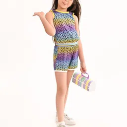 BONKIDS Girls Abstract Printed Sleeveless Pure Cotton Top With Shorts-image-96