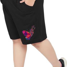 Graphic Print Women Black Casual Shorts-image-92
