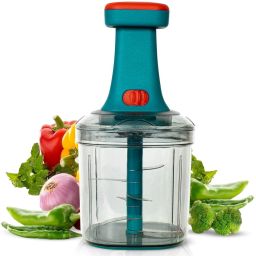New Big Hand Push 1000 ML with 6 Stainless Steel Blades Vegetable Fruit Chopper Vegetable & Fruit Chopper-image-28