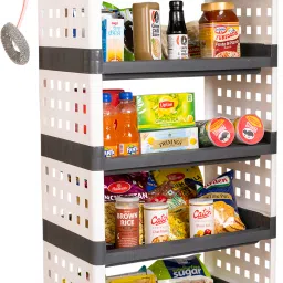5 Tier Multi-Purpose Storage Organizer Rack for Home with Wheels Plastic Kitchen Trolley-6