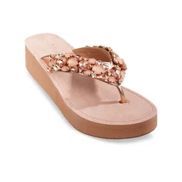 Bella Rosa Embellished Open Toe Flatform Heels-11