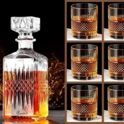 European Crystal Clear Decanter and 6 Pcs Glass Set 240 ml( pack of 7) Decanter-image-26