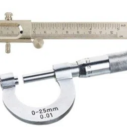 0-125 mm 5 inch Vernier Caliper + 0-25 mm Micrometer Screw Gauge Measuring Tool Stainless Steel Ruler Scale Depth Gauge for Outside/Inside/Depth/Step Mechanical Vernier Caliper-9