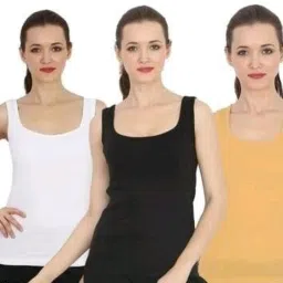 Women White, Black, Yellow Camisole-image-98