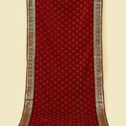 manyavar Velvet Embroidered Red Men Dupatta-picture-30