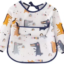 Sleeved Bib Baby Bib with Pocket Toddler Smock Waterproof Washable Lightweight-26